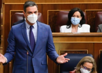 Sánchez, durante su intervención en la última sesión de control en el Congreso./ Foto: Pool Congreso