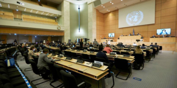 Delegados en la 44ª sesión del Consejo de Derechos Humanos en la sede europea de las Naciones Unidas en Ginebra.