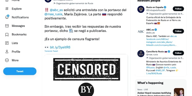 La Embajada rusa en Madrid emprende una campaña contra ABC