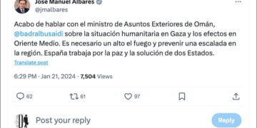 Albares habla con su colega omaní Al Busaidi sobre cómo detener la guerra en Gaza