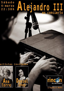 Nuevo concierto del pianista Alejandro III con las voces de Ana Torre y Daniel Shay