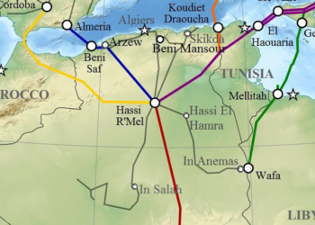 Rutas de los gasoductos que parten desde Argelia.