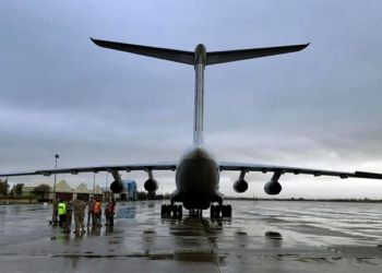 Un avión chino con material sanitario, en la base aérea de Torrejón el pasado miércoles./ Foto: Ministerio de Defensa.