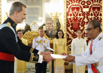 El embajador Krerkpan Roekchamnong, en la ceremonia de presentación de Cartas Credenciales, el pasado 12 de junio./ Foto: Casa de SM el Rey