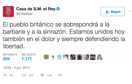 España expresa su solidaridad con el Reino Unido tras los últimos atentados
