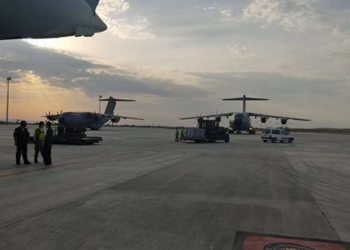 El A400 del Ejército del Aire, salió de la base de Zaragoza./ Foto: Ministerio de Defensa