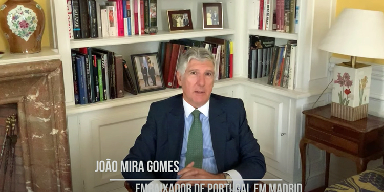 El embajador Joao Mira durante su intervención en video./ Imagen: YouTube