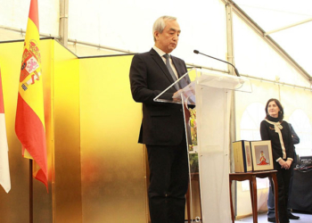 El embajador japonés, durante su discurso de bienvenida a la recepción./ Fotos: Embajada de Japón