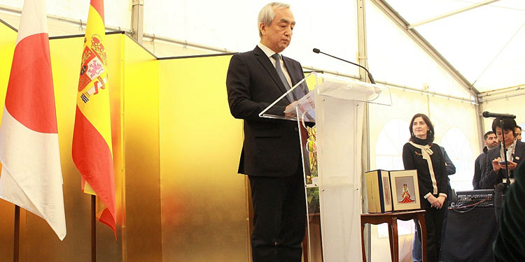 El embajador japonés, durante su discurso de bienvenida a la recepción./ Fotos: Embajada de Japón