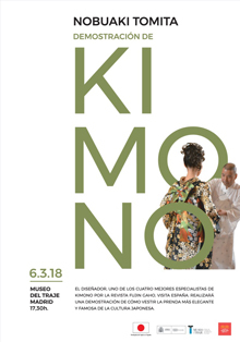 El diseñador de kimono, Nobuaki Tomita en el Museo del Traje de Madrid