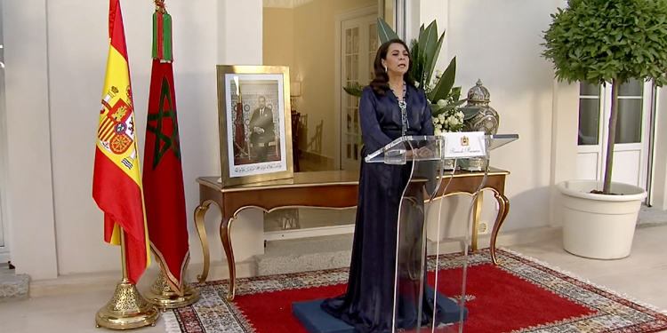 La embajadora Karima Benyaich, ayer durante su intervención./ Foto: Embajada de Marruecos