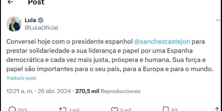 Exteriores difunde los tuits de líderes izquierdistas internacionales en apoyo de Sánchez