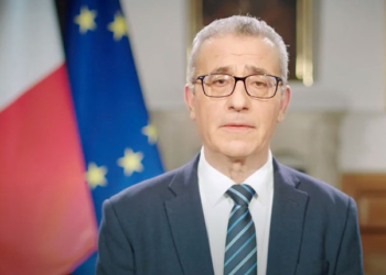 El ministro de Exteriores maltés, Evarist Bartolo, durante su intervención en vídeo.