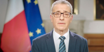 El ministro de Exteriores maltés, Evarist Bartolo, durante su intervención en vídeo.