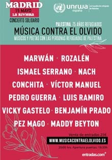 ‘Música contra el olvido’, concierto solidario con los refugiados de Palestina
