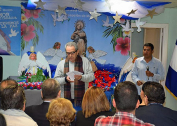 A moment of the celebration at Nicaragua's Embassy.