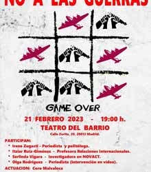 ‘No a las guerras’, charla-coloquio en el Teatro del Barrio