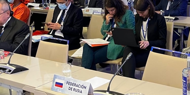 El asiento vacío de Rusia durante la Asamblea de la OMT./ Foto: Flickr