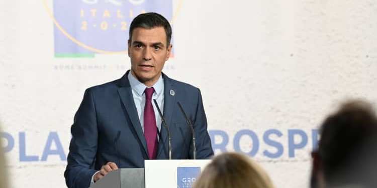 Pedro Sánchez, durante su comparecencia ante los periodistas en la cumbre del G20./ Foto: Pool Moncloa/Borja Puig de la Bellacasa
