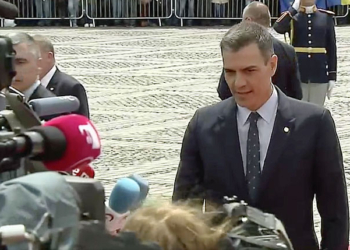 Pedro Sánchez atiende a los medios a su llegada al Consejo Europeo de Sibiu./ Foto: Consejo de la UE