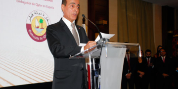 El embajador Mohamed Al Kuwari, durante su discurso.