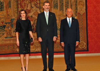 Los Reyes con el presidente de Portugal, Marcelo Rebelo de Sousa, durante su visita de estado a España en abril de 2018./ Foto: Casa de SM el Rey
