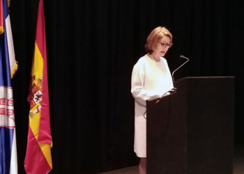 La embajadora Katarina Lalic, durante su discurso./ Fotos: TD