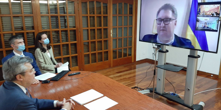 Un momento de la videoconferencia./ Foto: Embajada de Ucrania