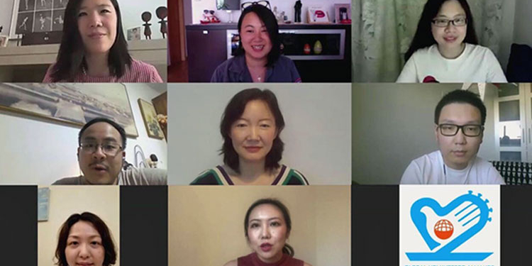 Miembros de la Alianza Global de Voluntarios contra la COVID-19 durante una reunión en línea./ Foto: Cortesía de la GVA