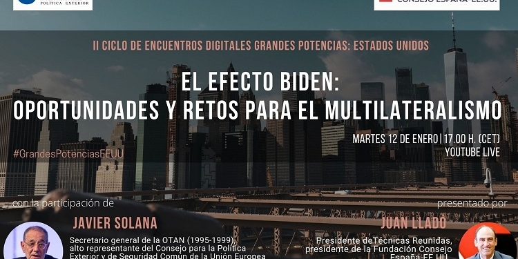 Javier Solana abordará las oportunidades y retos multilaterales del ‘efecto Biden’