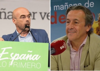 El ex falangista Jorge Buxadé y el periodista Hermann Tertsch, candidatos de Vox para el 26M