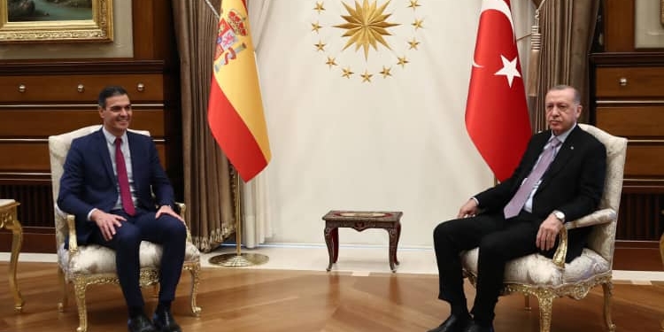 Pedro Sánchez y Recep Tayyip Erdogan, durante la reunión que mantuvieron en Ankara el pasado 17 de noviembre./ Foto: Fernando Calvo / Pool Moncloa