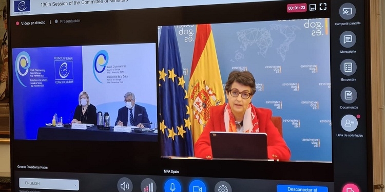 González Laya pide al Consejo de Europa que incluya a la salud en “el centro de los DDHH”