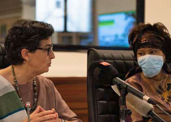 González Laya y su homóloga senegalesa, Aissata Tall Sall.