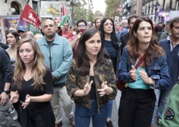 Líderes de Podemos y Más País participan en una manifestación en Madrid “contra el genocidio de Israel”