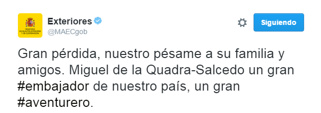 El Gobierno rinde homenaje a Quadra-Salcedo, “gran embajador de nuestro país”