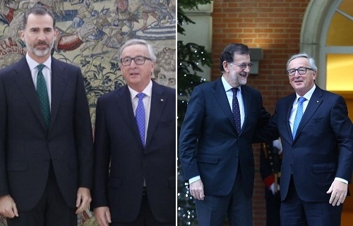El Rey y Rajoy reciben a Juncker a la espera de que se desbloqueen los presupuestos