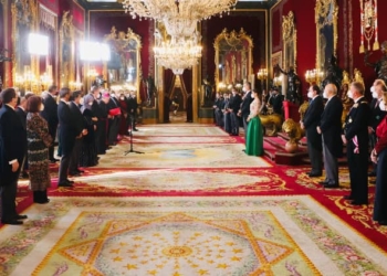 Vista general del Salón del Trono durante el discurso de monseñor Bernardito Cleopas Auza, nuncio de Su Santidad./ Foto: Casa de SM el Rey