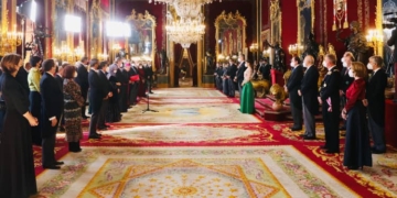 Vista general del Salón del Trono durante el discurso de monseñor Bernardito Cleopas Auza, nuncio de Su Santidad./ Foto: Casa de SM el Rey