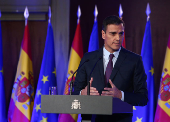 El presidente del Gobierno, Pedro Sánchez, durante su intervención en el acto organizado por Consejo Federal Español del Movimiento Europeo./ Foto: Pool Moncloa/Fernando Calvo