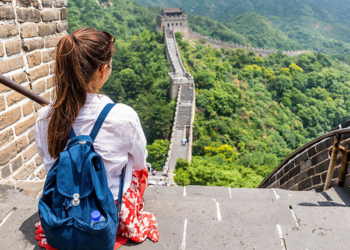 Una turista española en la Gran Muralla.
