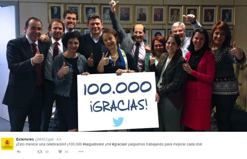 Exteriores alcanza los 100.000 seguidores en Twitter en cuatro años