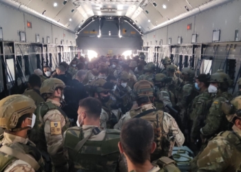 Último vuelo que salió de Kabul hacia Dubai. Foto: Ministerio de Defensa