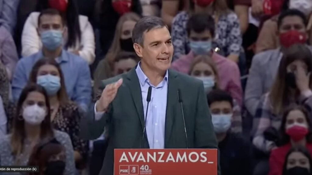 Pedro Sánchez, during the PSOE Congress held this weekend in Valencia / Image: YouTube