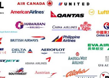 Bright logos of airline companies