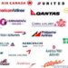 Bright logos of airline companies