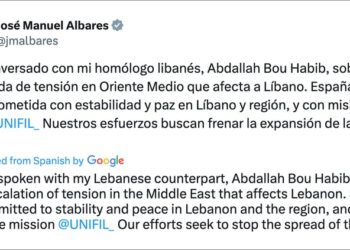 Albares talks to Lebanese colleague to “stop expansion of war”