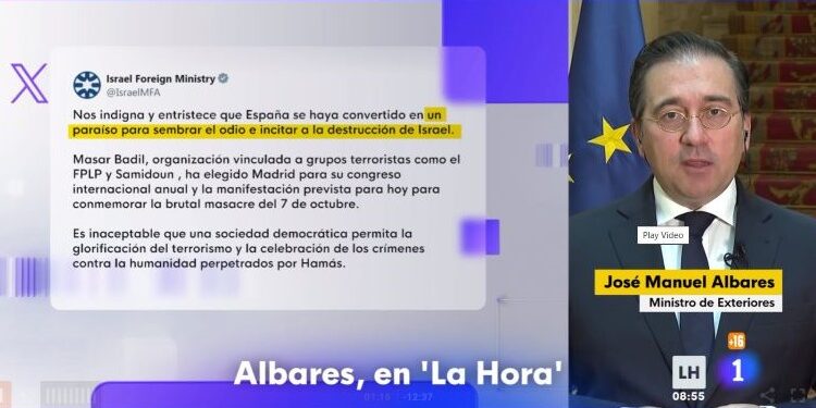Albares responds that it is “out of place” to accuse Spain of “inciting the destruction of Israel”