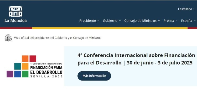 Moncloa lanza la web de la Conferencia sobre Financiación para el Desarrollo de Sevilla