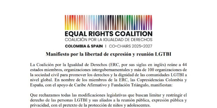España y Colombia lanzan un manifiesto a favor de los derechos del colectivo LGTBI